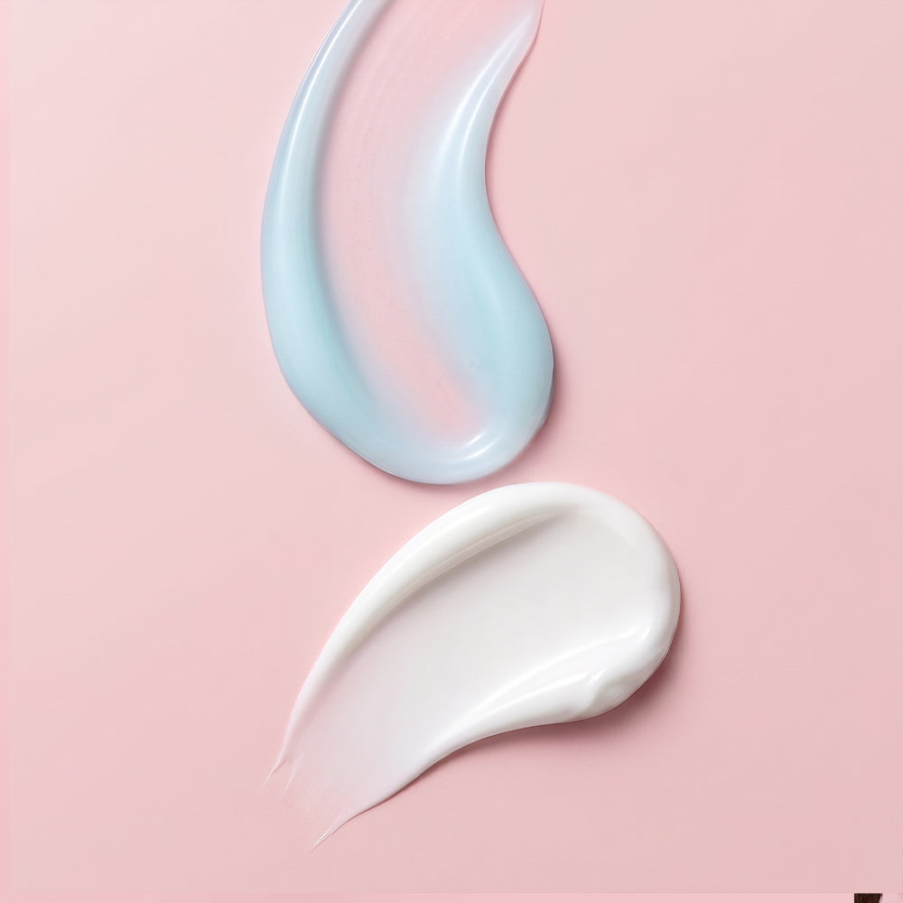 Gel and cream moisturisers on a background