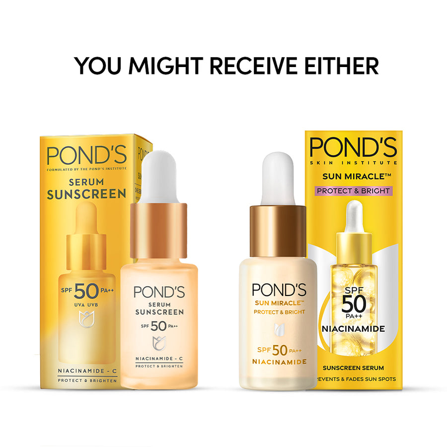 POND’S Sun Miracle SPF 50 PA++ Sunscreen Serum - Protect & Bright, With Niacinamide 14ml