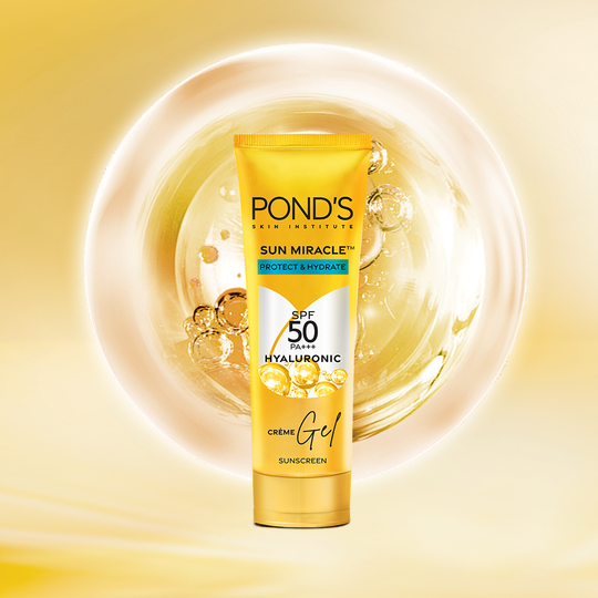 POND'S Sun Miracle SPF 50 PA+++ Crème Gel Sunscreen - Protect & Hydrate, With Hyaluronic Acid